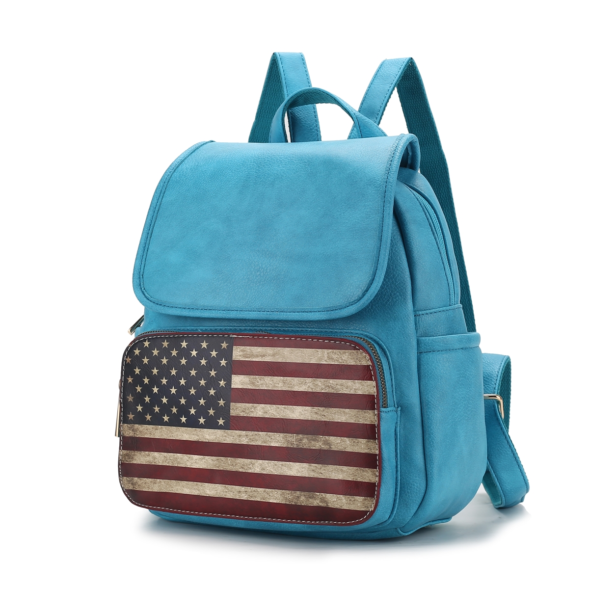 Picture of MKF Collection by Mia K. MKF-FG7409TQ Regina Printed Flag Vegan Leather Womens Backpack