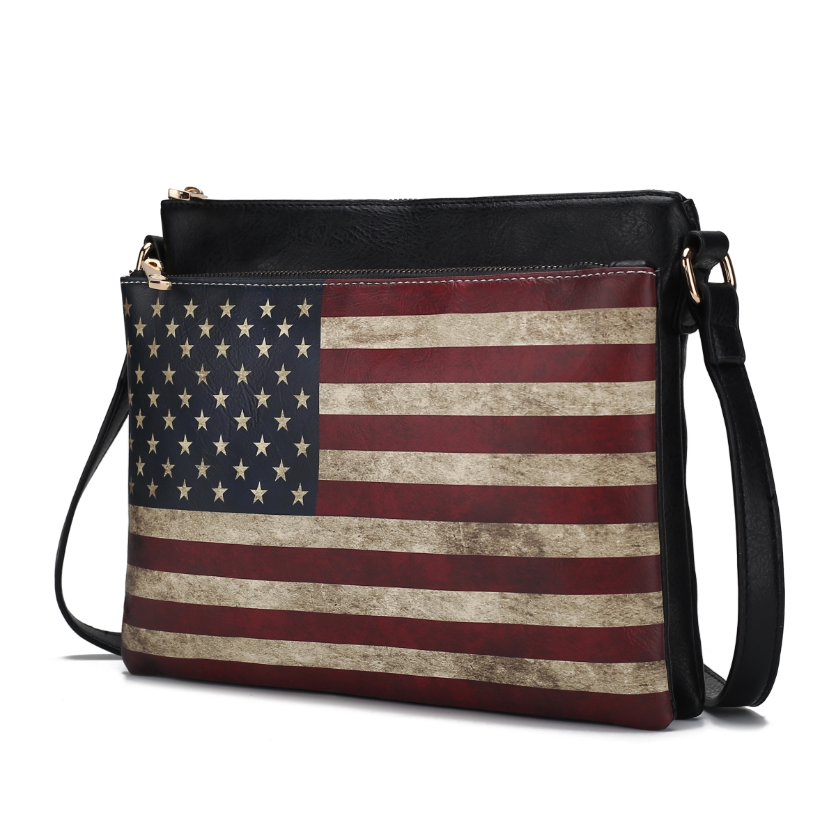 Picture of MKF Collection by Mia K. MKF-FG7410BK Madeline Printed Flag Vegan Leather Womens Crossbody Handbag