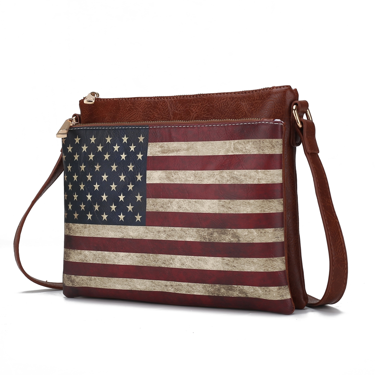 Picture of MKF Collection by Mia K. MKF-FG7410TN Madeline Printed Flag Vegan Leather Womens Crossbody Handbag