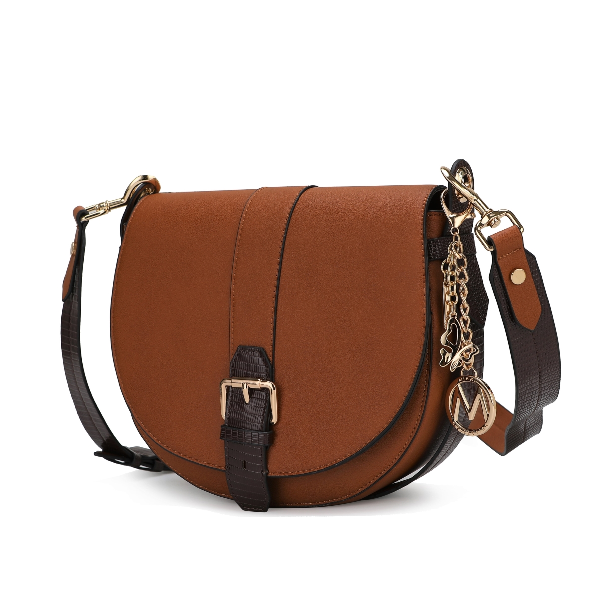 MKF-X753TN Ayla Snake-Embossed Color Block Vegan Leather Womens Shoulder Handbag -  MKF Collection by Mia K.