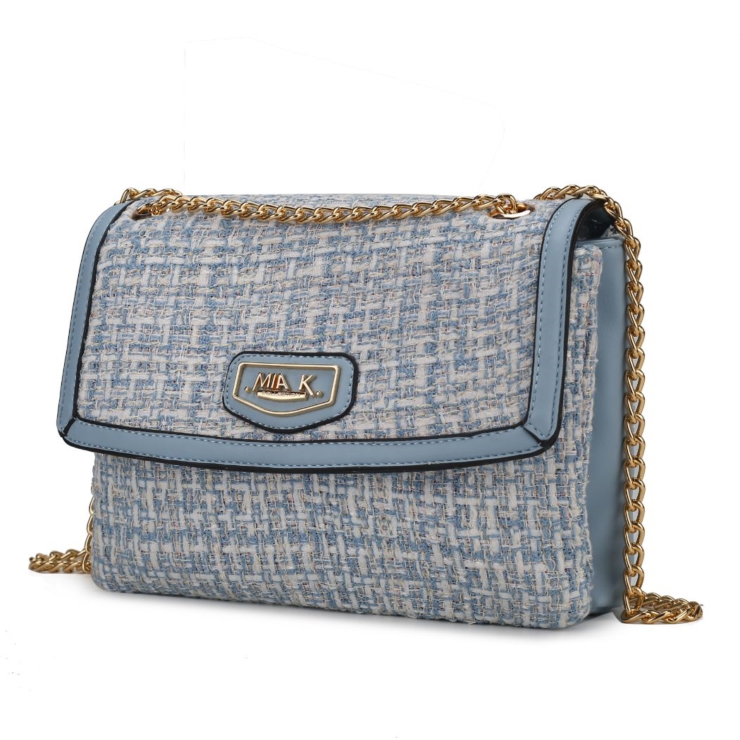 Picture of MKF Collection by Mia K. MKF-X756LBLU Mackenzie Tweed Womens Shoulder Handbag