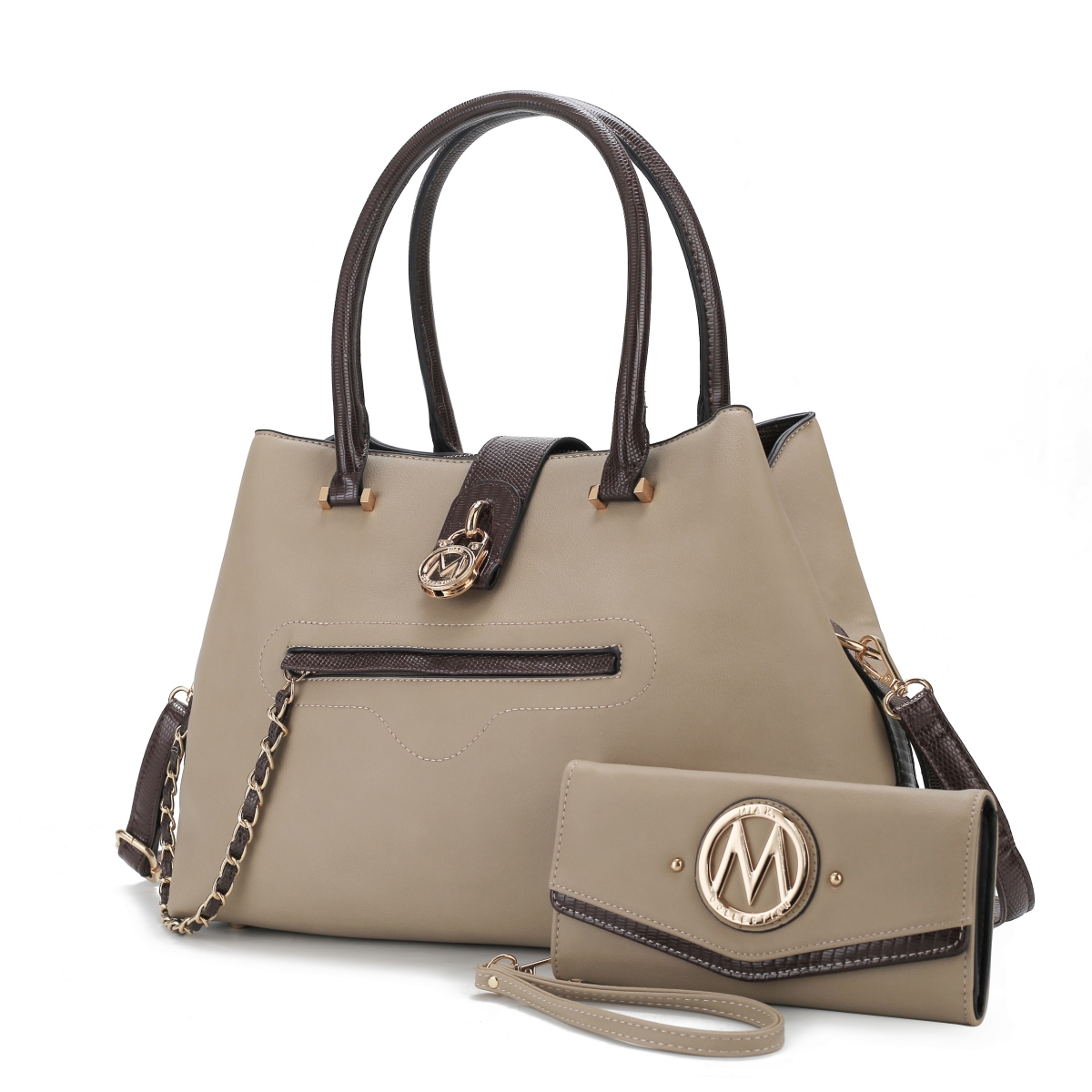 Picture of MKF Collection by Mia K. MKF-X755BG Edith Vegan Leather Womens Tote Handbag with wallet  2 pieces