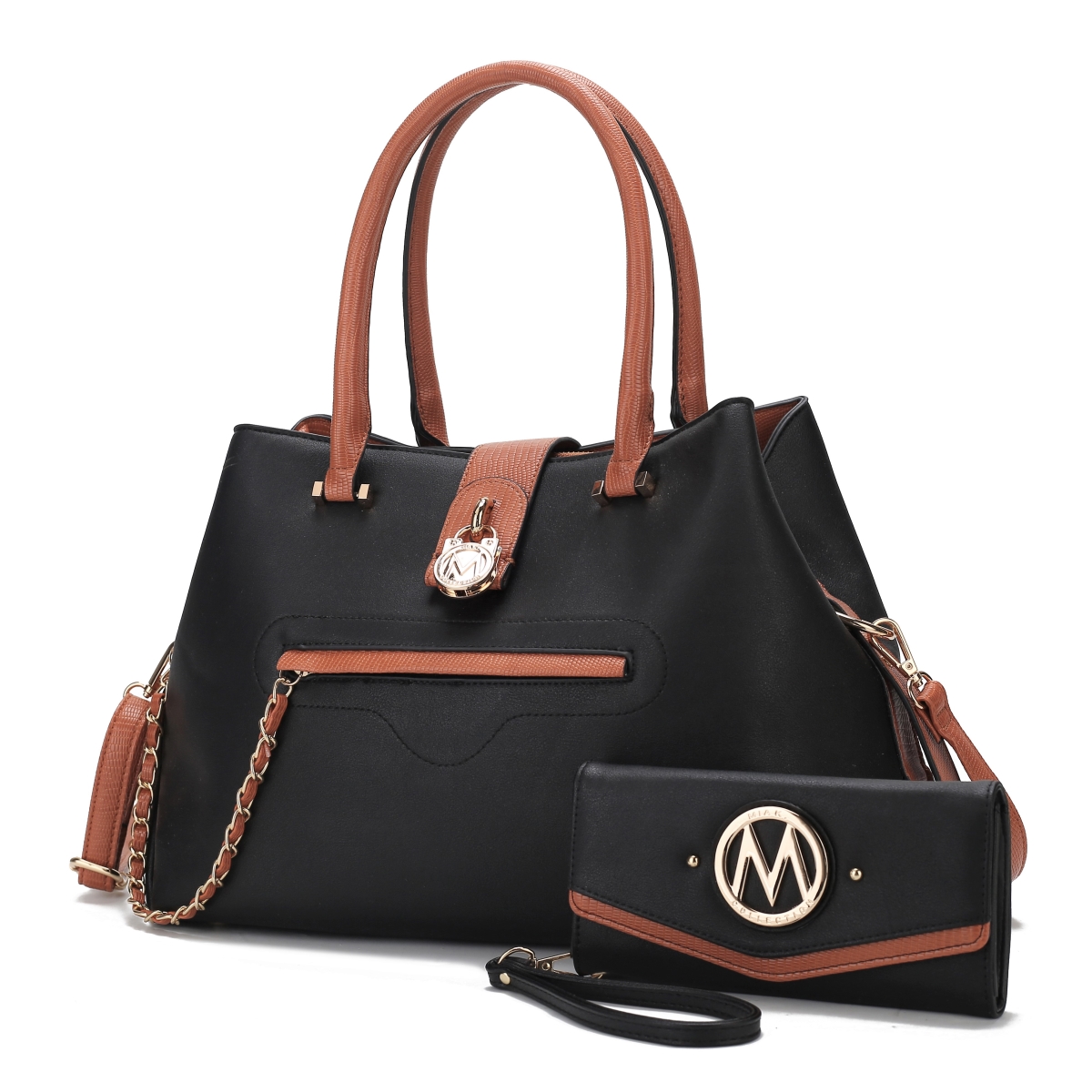 Picture of MKF Collection by Mia K. MKF-X755BK Edith Vegan Leather Womens Tote Handbag with wallet  2 pieces