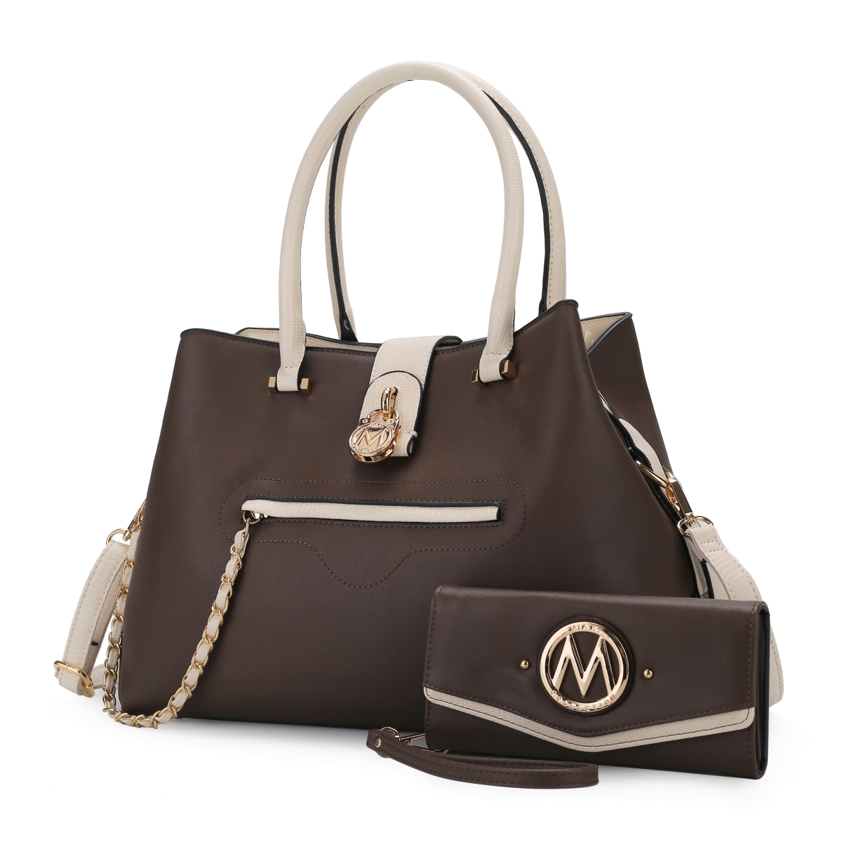 Picture of MKF Collection by Mia K. MKF-X755BR Edith Vegan Leather Womens Tote Handbag with wallet  2 pieces