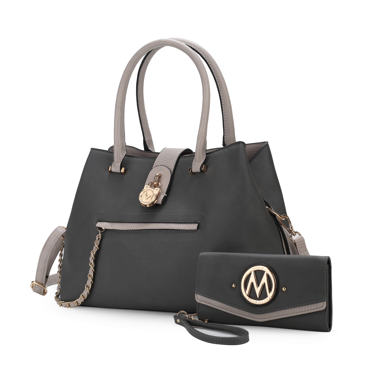 Picture of MKF Collection by Mia K. MKF-X755CRC Edith Vegan Leather Womens Tote Handbag with wallet  2 pieces