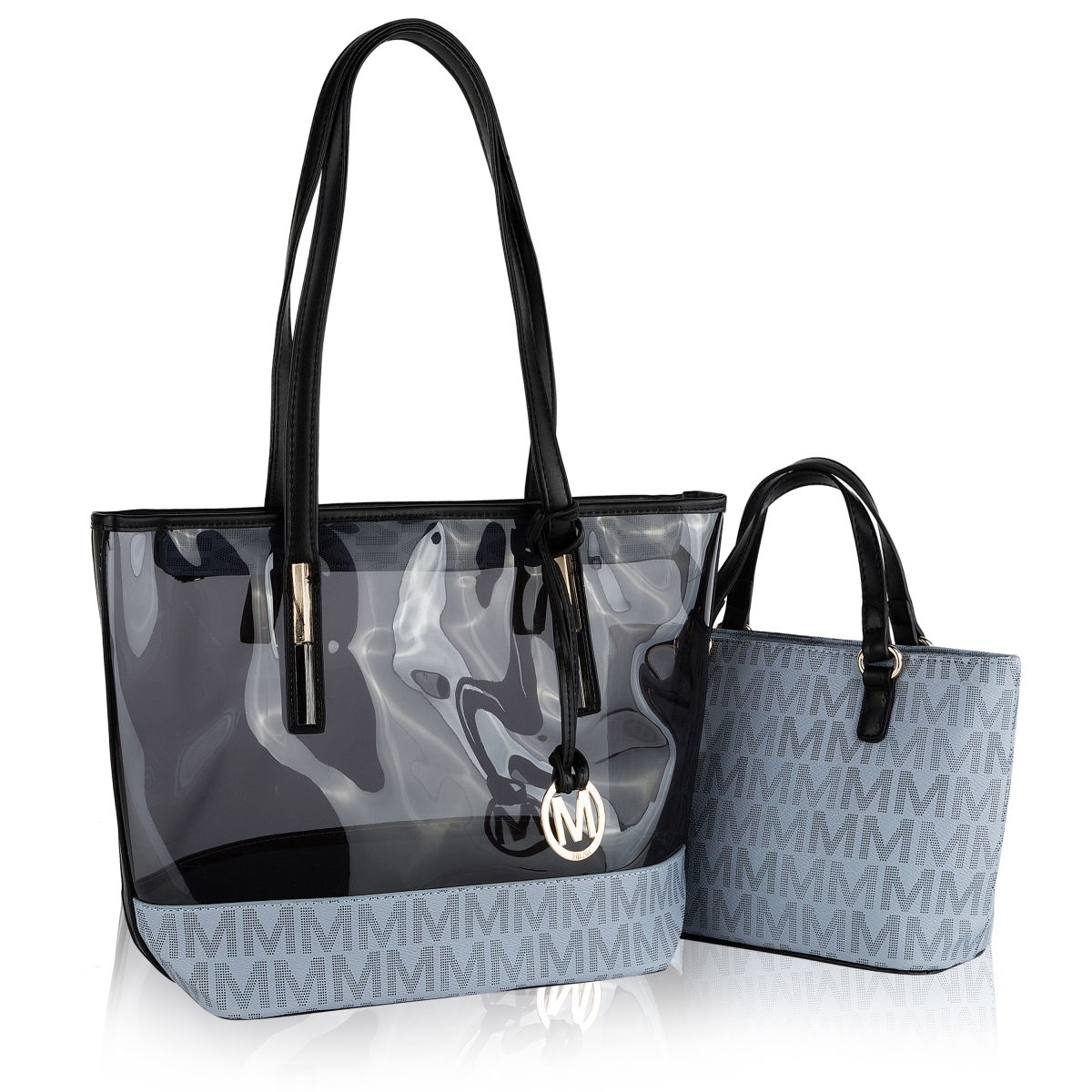 Picture of MKF Collection by Mia K. MKF-MU6393GRY Tayla Vegan Leather Women&apos;s Tote Handbag 2 pcs