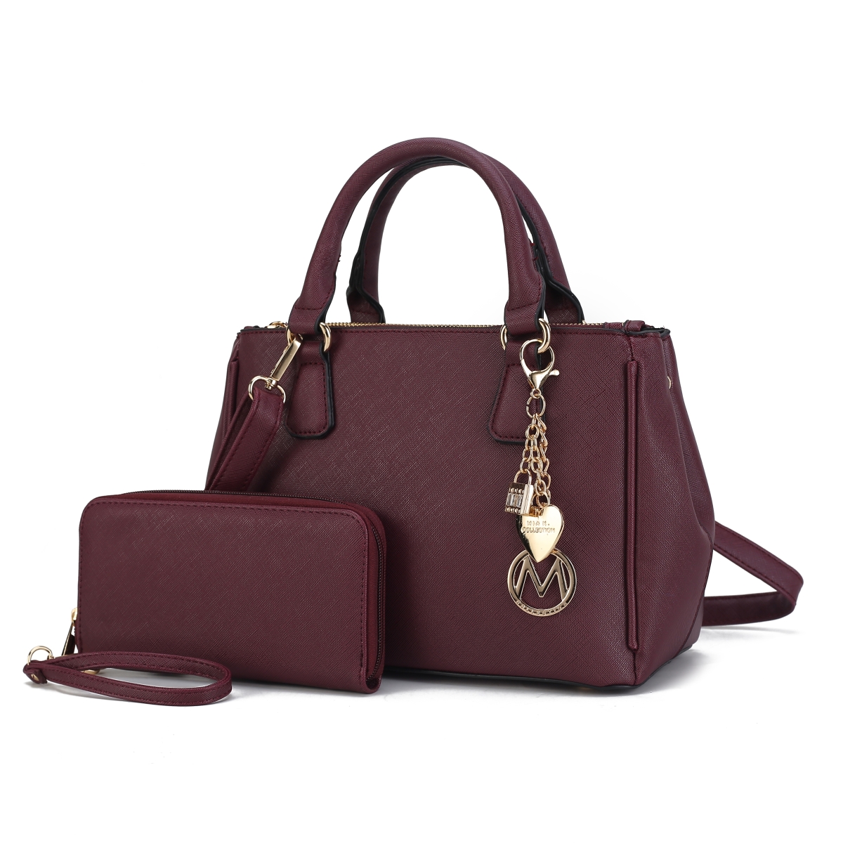 MKF-L176BRG Ruth Vegan Leather Women's Satchel Handbag with Wallet 2 pcs -  MKF Collection by Mia K.