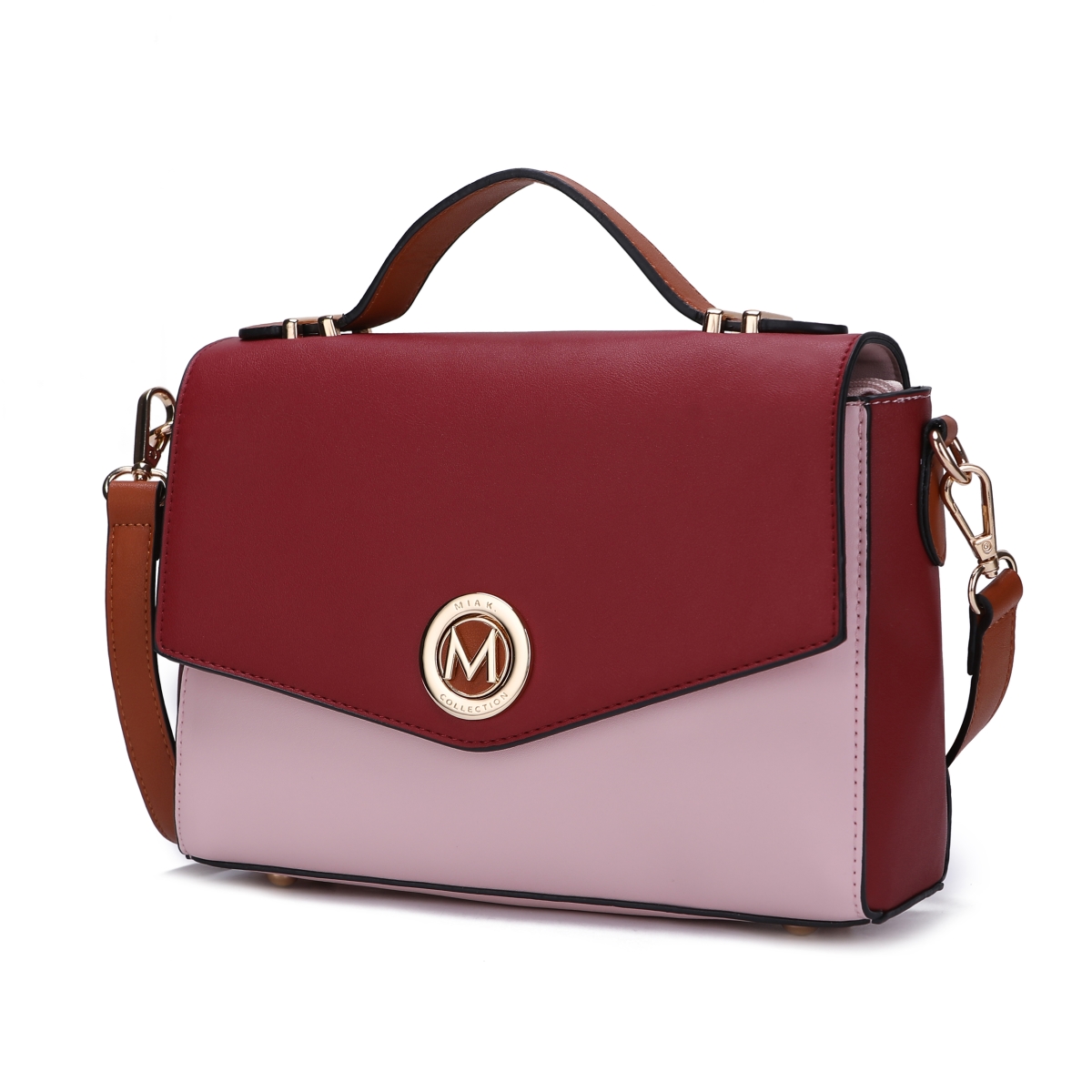 MKF-L166RD-PK Zayla Color Block Vegan Leather Women's Shoulder Handbag -  MKF Collection by Mia K.