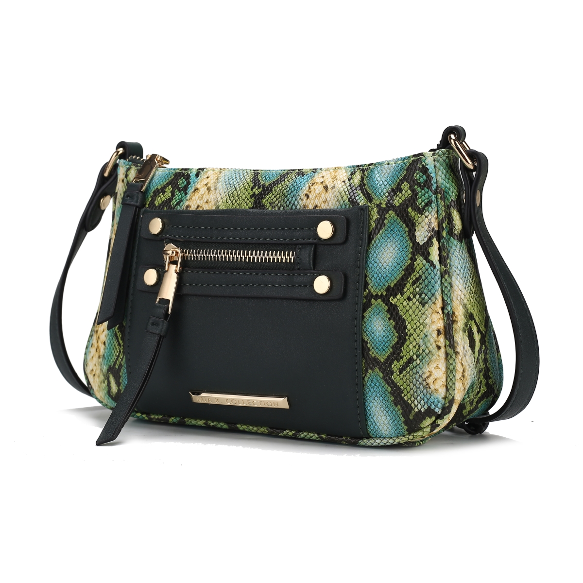 MKF-SNK-X418DGRN Essie Snake Embossed Vegan Leather Women's Crossbody Handbag -  MKF Collection by Mia K.