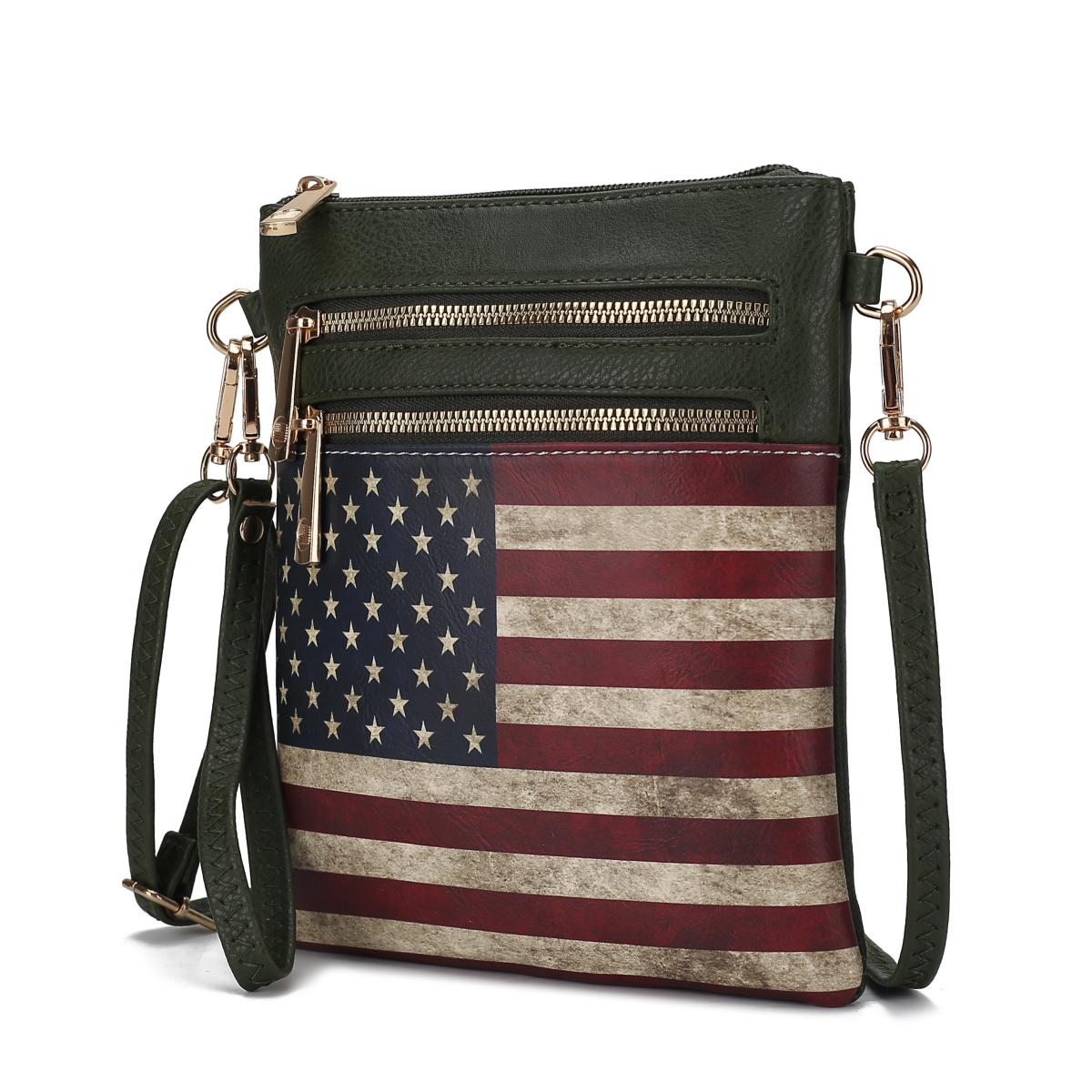 Genesis Printed Flag Vegan Leather Womens Crossbody Bag -  Lotes, LO3019518