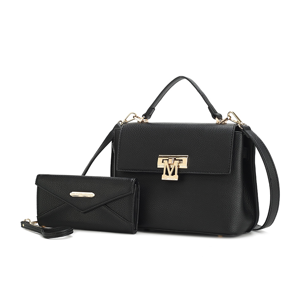 MKF-L133BK Hadley Vegan Leather Womens Satchel Bag with Wristlet Wallet -  MKF Collection by Mia K.