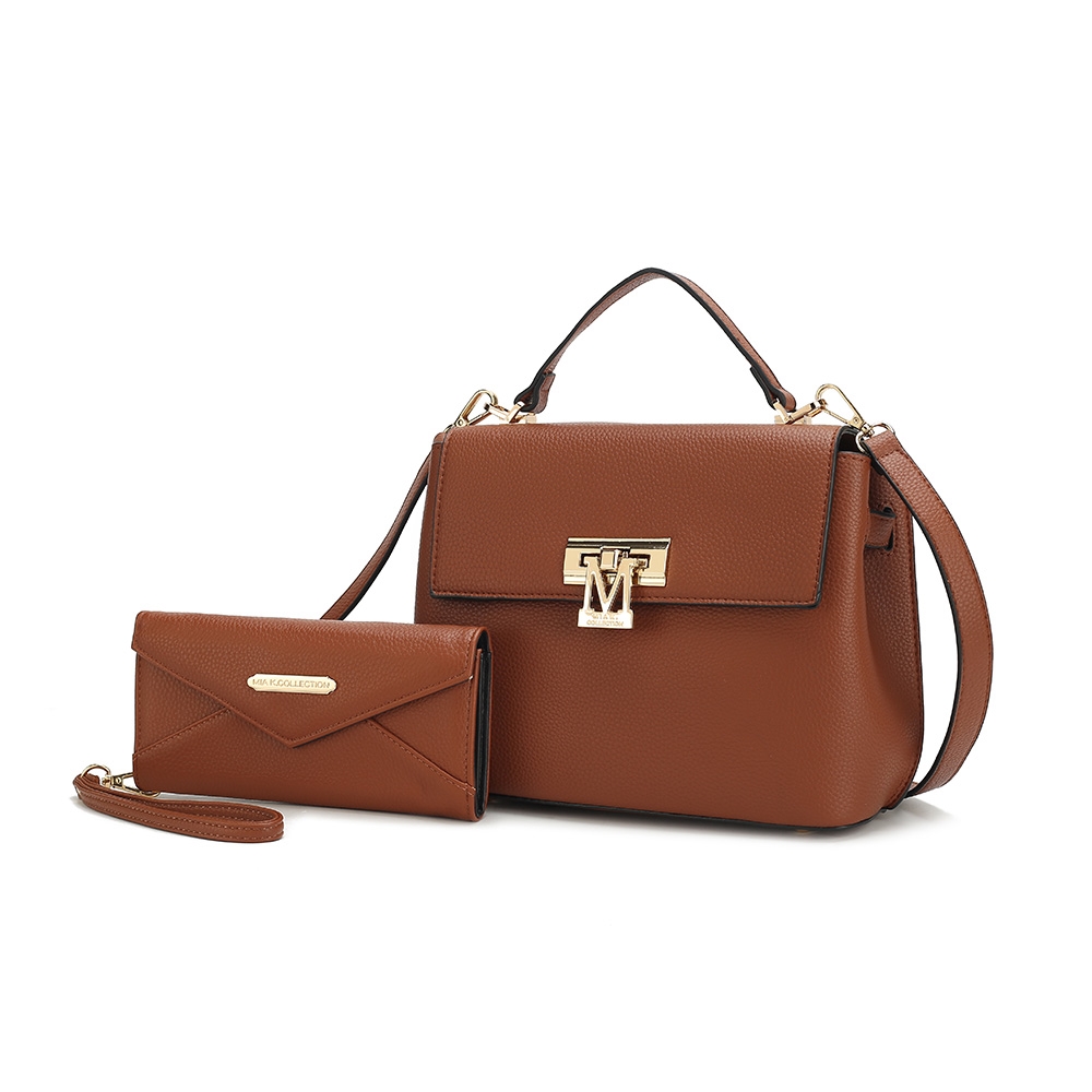 MKF-L133BR Hadley Vegan Leather Womens Satchel Bag with Wristlet Wallet -  MKF Collection by Mia K.