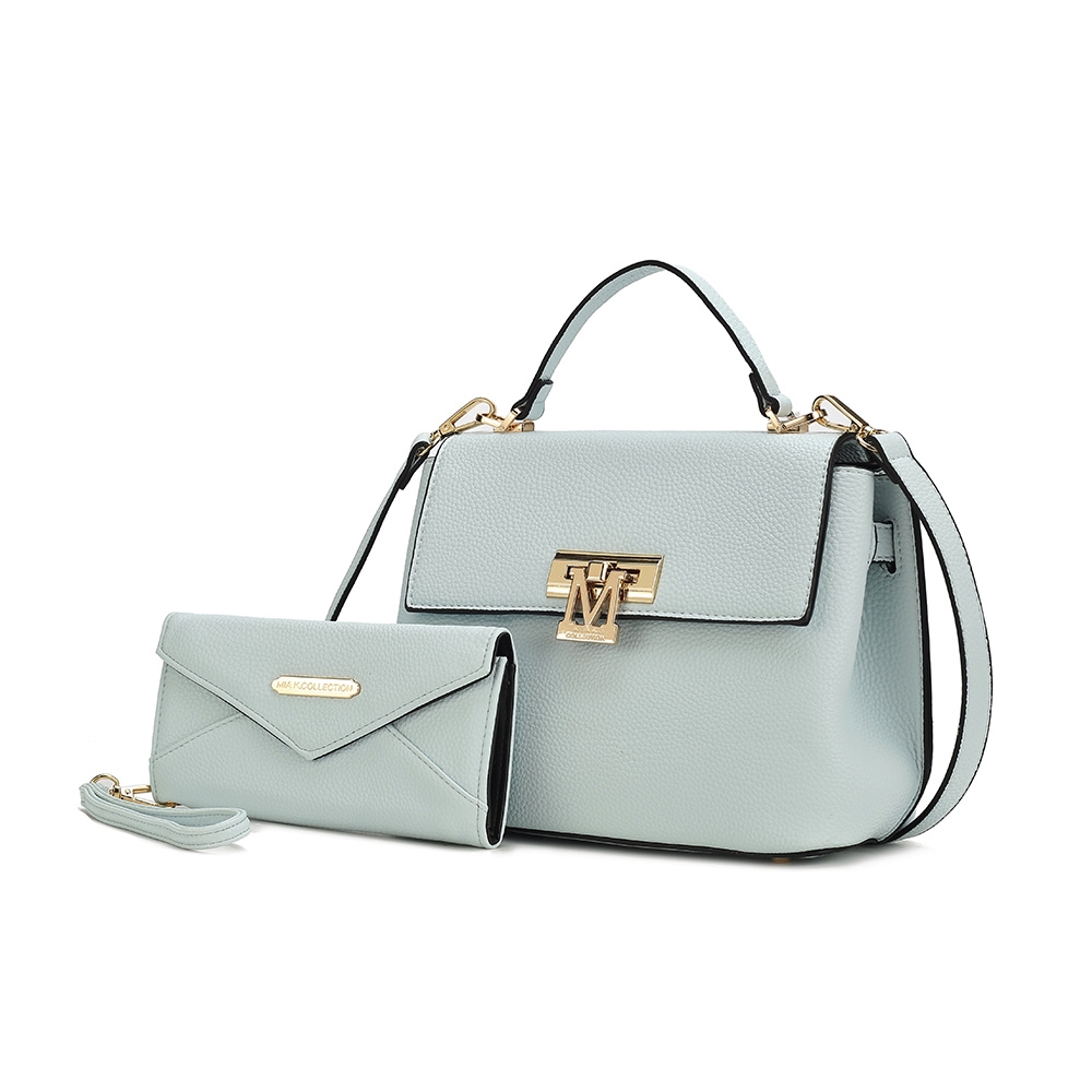 MKF-L133LBLU Hadley Vegan Leather Womens Satchel Bag with Wristlet Wallet -  MKF Collection by Mia K.