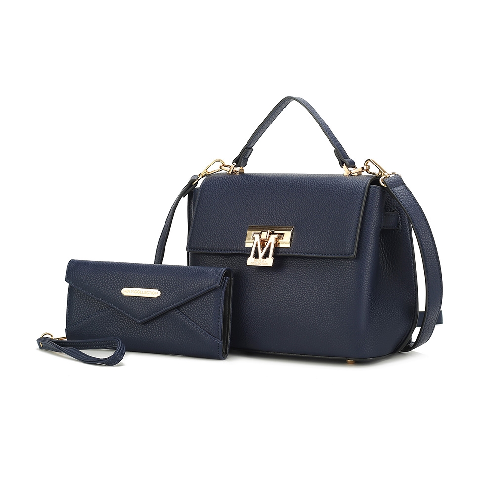 MKF-L133NV Hadley Vegan Leather Womens Satchel Bag with Wristlet Wallet -  MKF Collection by Mia K.