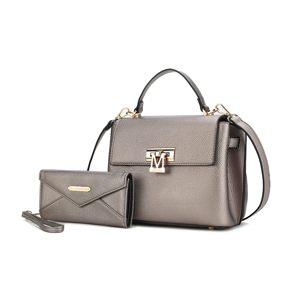 MKF-L133PW Hadley Vegan Leather Womens Satchel Bag with Wristlet Wallet -  MKF Collection by Mia K.