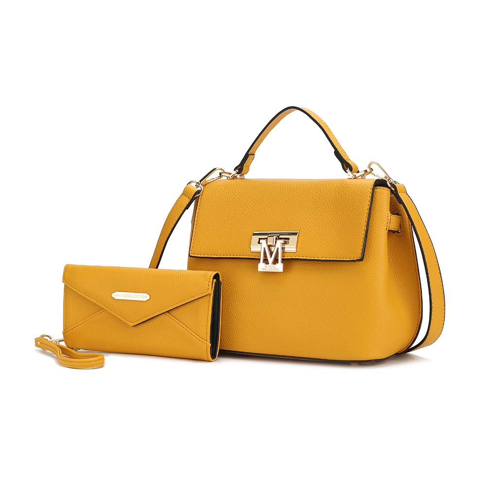 MKF-L133YL Hadley Vegan Leather Womens Satchel Bag with Wristlet Wallet -  MKF Collection by Mia K.