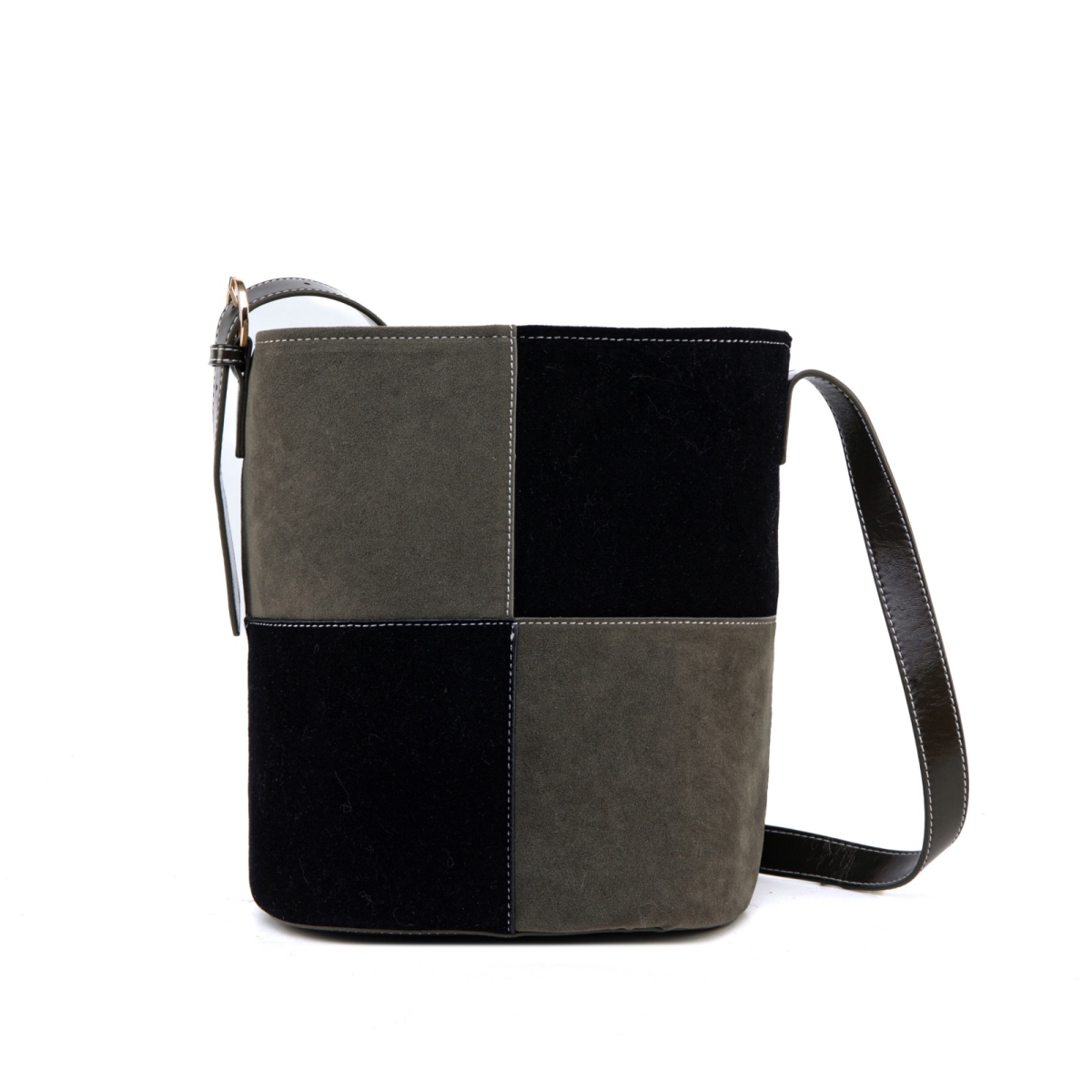 JMR-J106GN-BK JOMOR by Mia Women's Arianna Bucket Bag Vegan Leather Handbag Crossbody Bag Purse