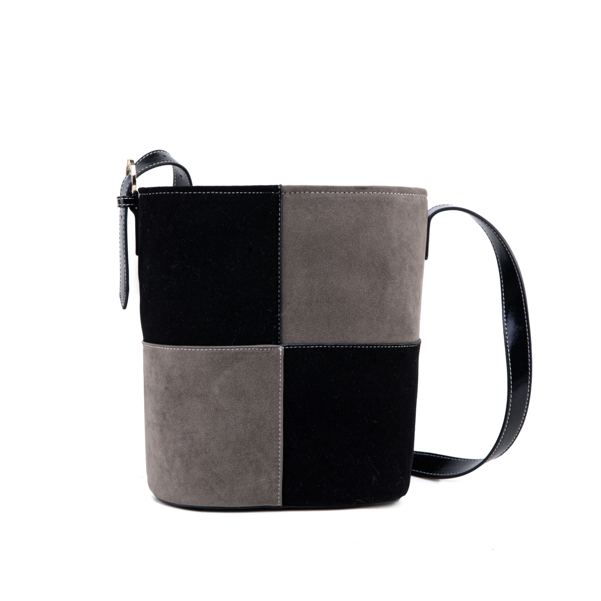 JMR-J106BK-GY JOMOR by Mia Women's Arianna Bucket Bag Vegan Leather Handbag Crossbody Bag Purse