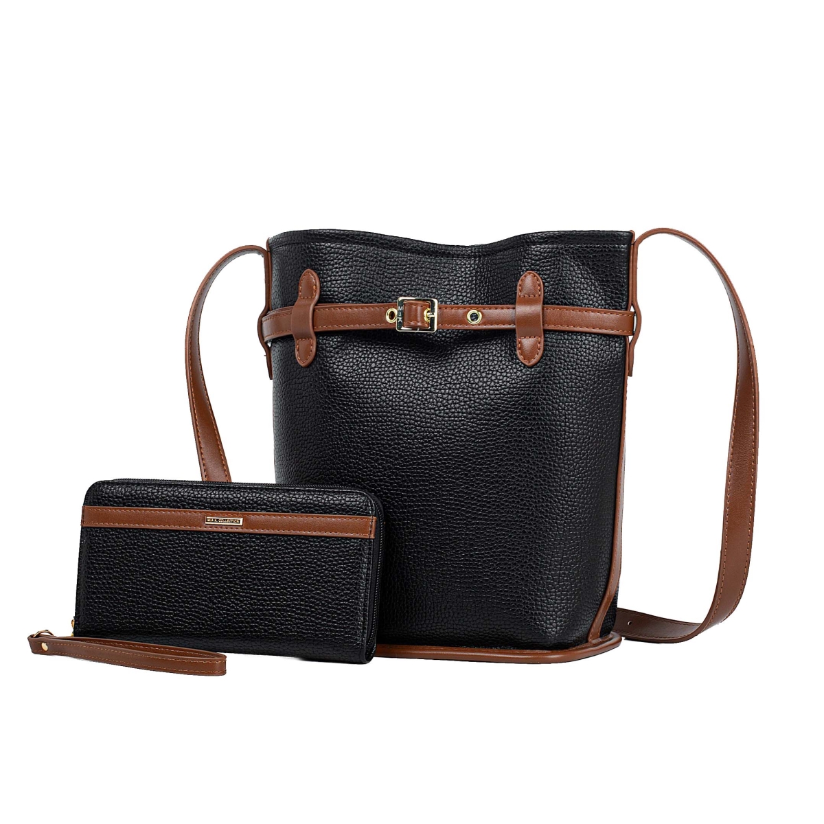 JMR-JL105BK JOMOR by Mia Odette Womens Bucket Bag with Wallet Vegan Leather Handbag Set
