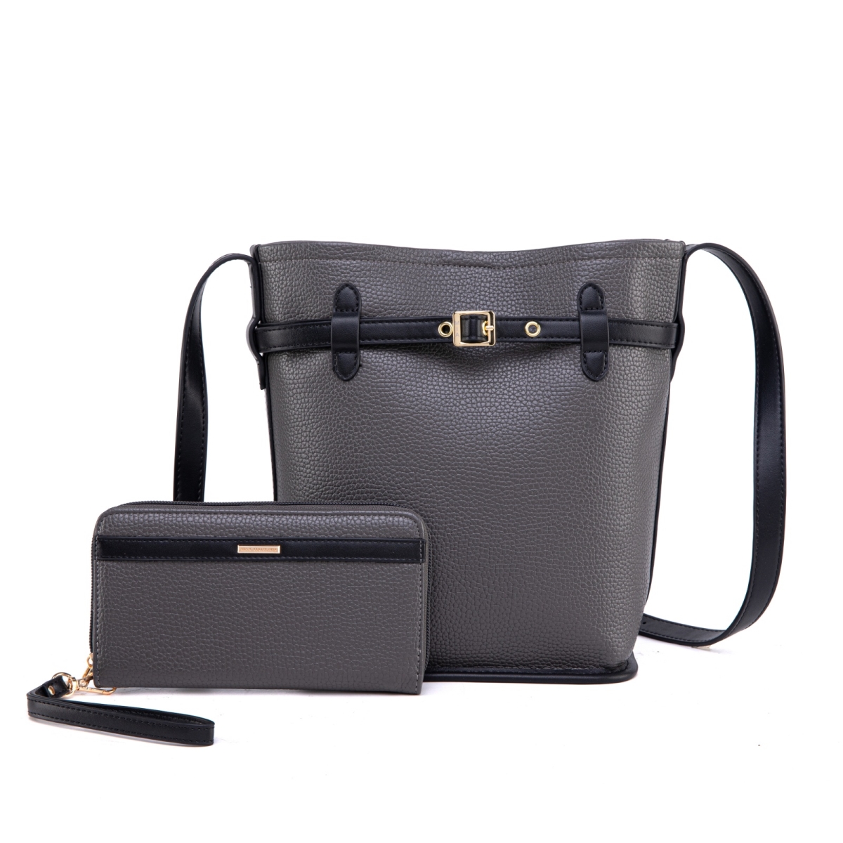 JMR-JL105CRC JOMOR by Mia Odette Womens Bucket Bag with Wallet Vegan Leather Handbag Set