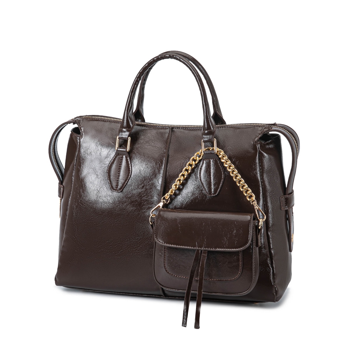 JMR-L569CF Yareli Women's Tote Bag with Mini Bag Set, Vegan Leather Shoulder Bag Handbag Purse