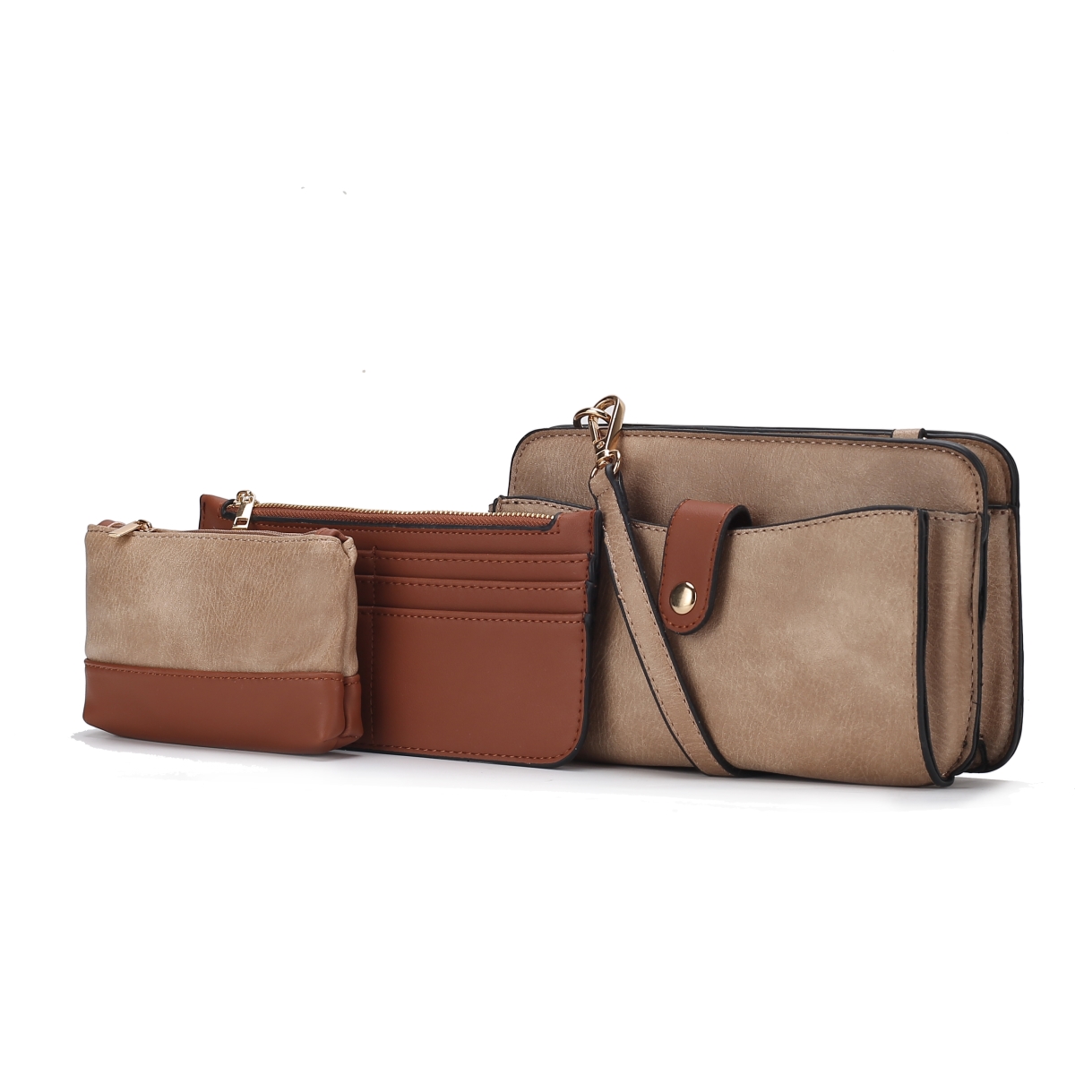 JMR-L292TP Muriel Womens Crossbody Bag Set Vegan Leather with Card Holder & Pouch