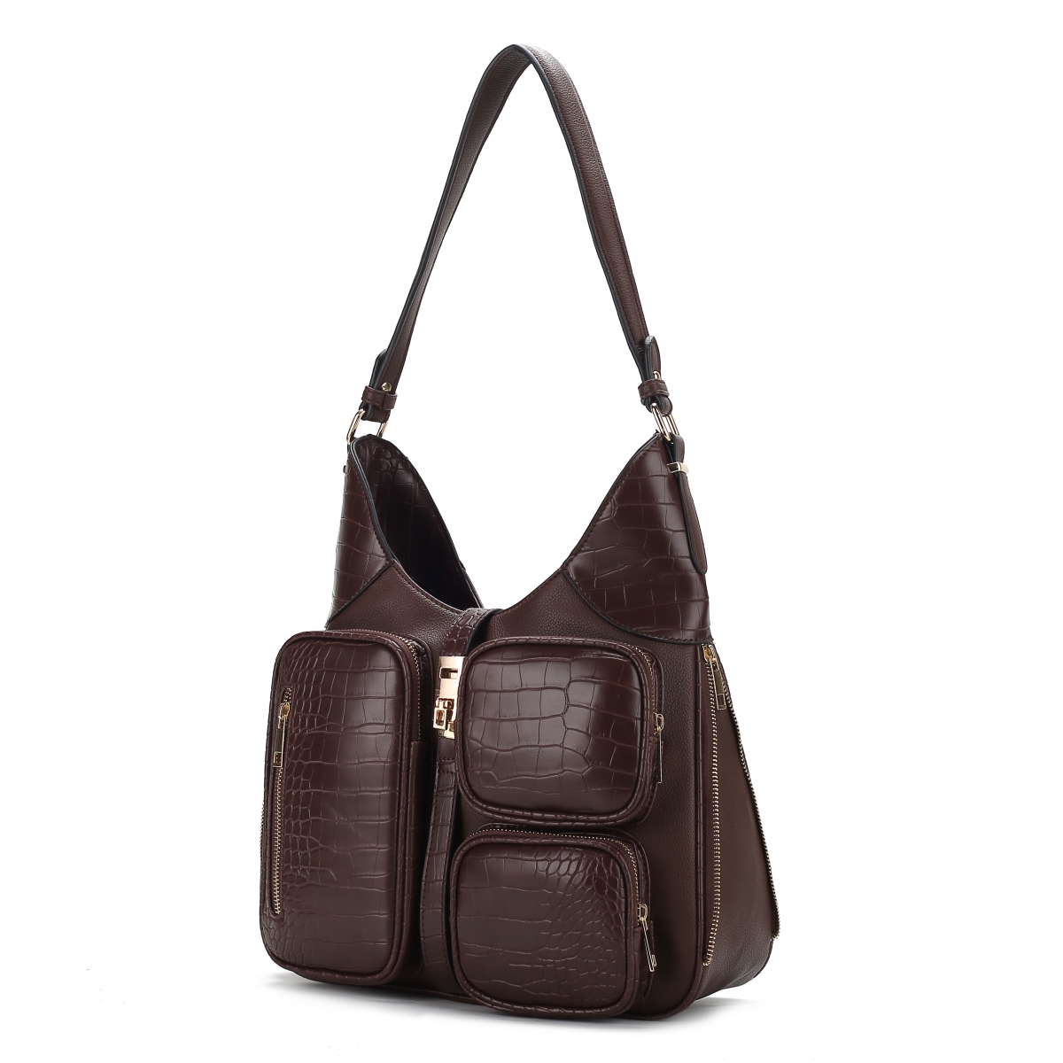 JMR-X805COF Daphne Womens Shoulder Bag Crocodile-Embossed Vegan Leather Handbag Purse