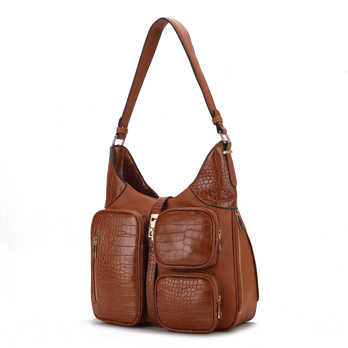 JMR-X805COG Daphne Womens Shoulder Bag Crocodile-Embossed Vegan Leather Handbag Purse