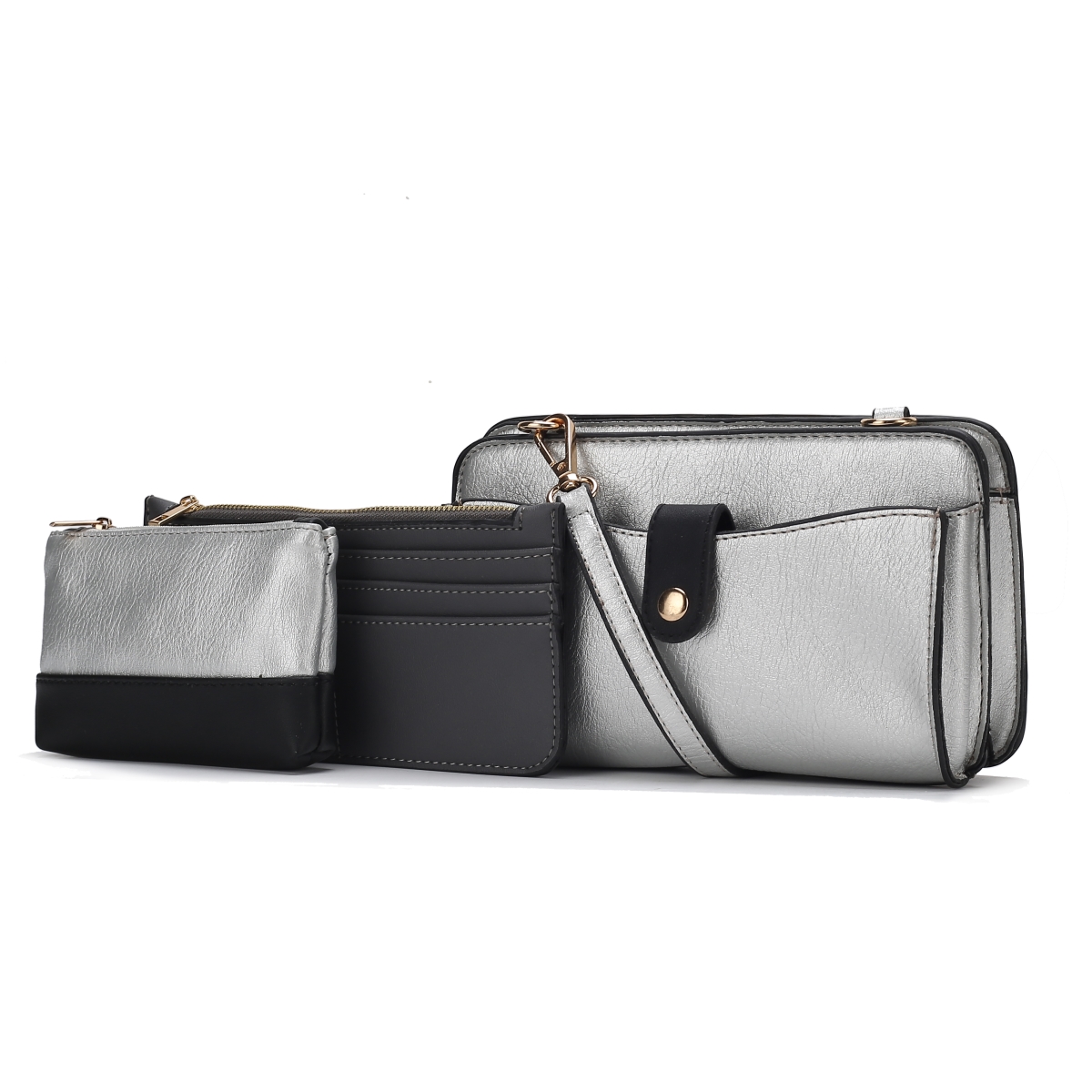JMR-L292PW Muriel Womens Crossbody Bag Set Vegan Leather with Card Holder & Pouch