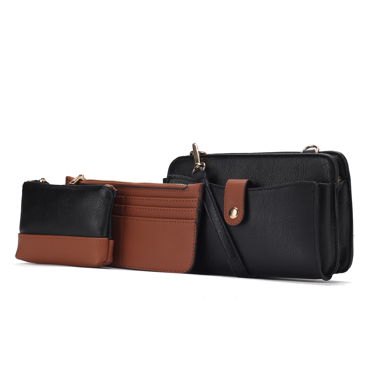 JMR-L292BK Muriel Womens Crossbody Bag Set Vegan Leather with Card Holder & Pouch