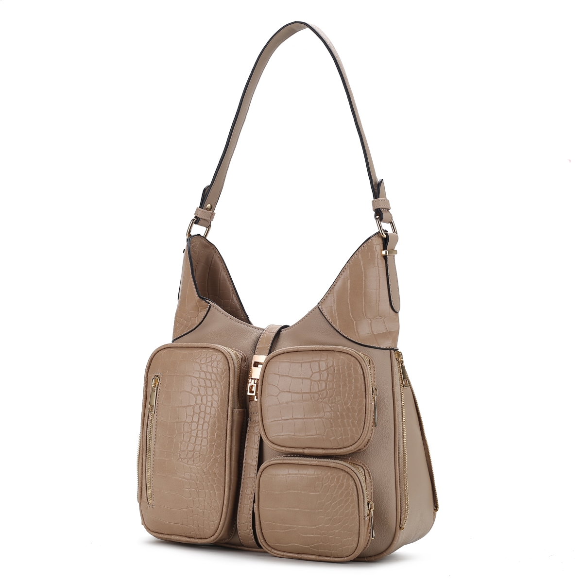JMR-X805TP Daphne Womens Shoulder Bag Crocodile-Embossed Vegan Leather Handbag Purse