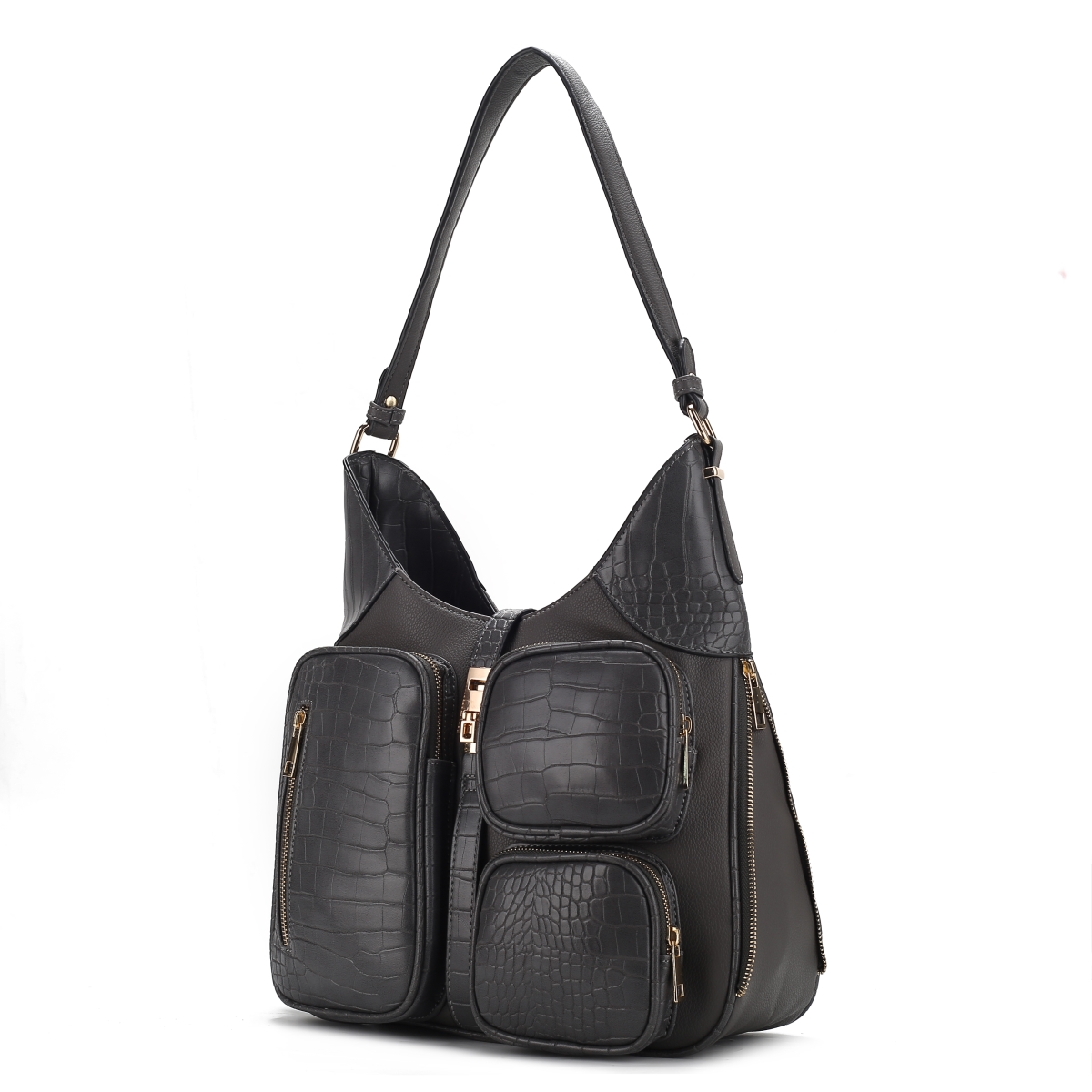 JMR-X805CRC Daphne Womens Shoulder Bag Crocodile-Embossed Vegan Leather Handbag Purse