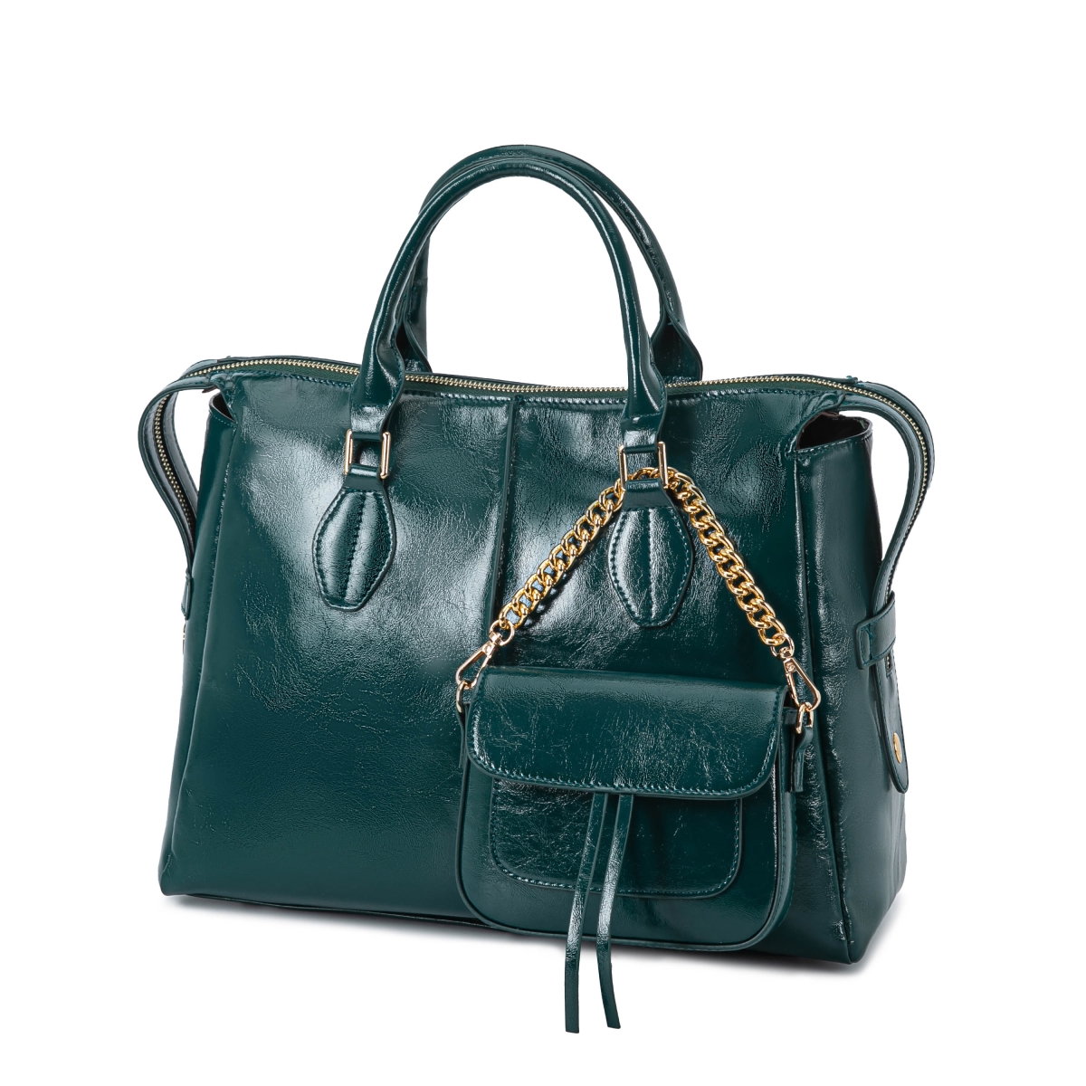 JMR-L569TL Yareli Women's Tote Bag with Mini Bag Set, Vegan Leather Shoulder Bag Handbag Purse