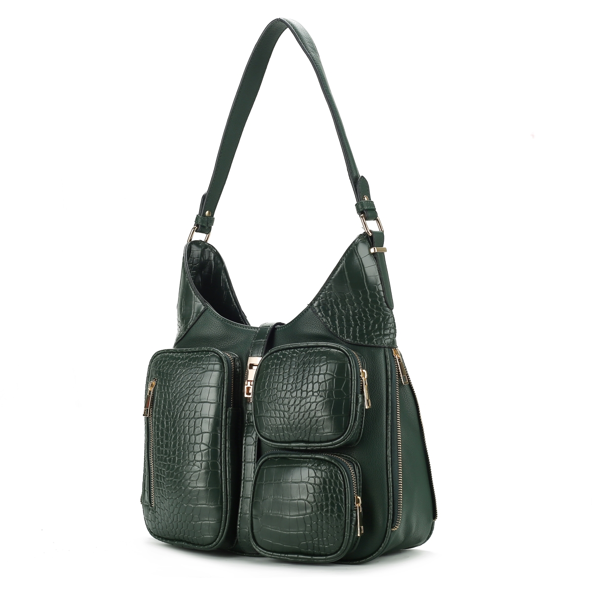 JMR-X805OL Daphne Womens Shoulder Bag Crocodile-Embossed Vegan Leather Handbag Purse