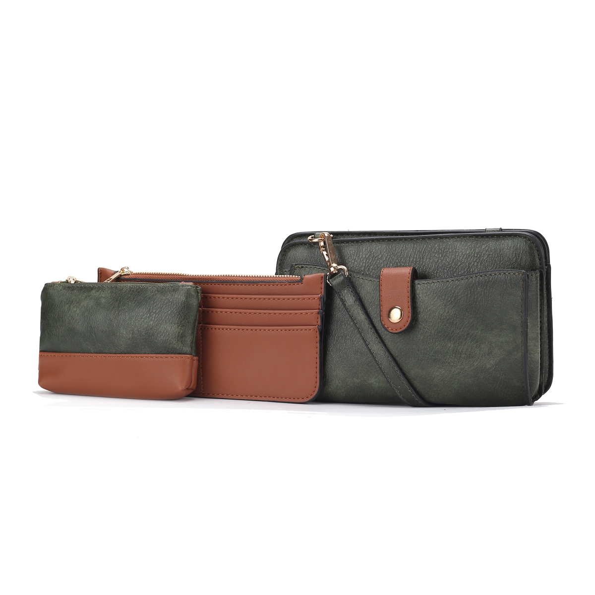 JMR-L292OL Muriel Womens Crossbody Bag Set Vegan Leather with Card Holder & Pouch