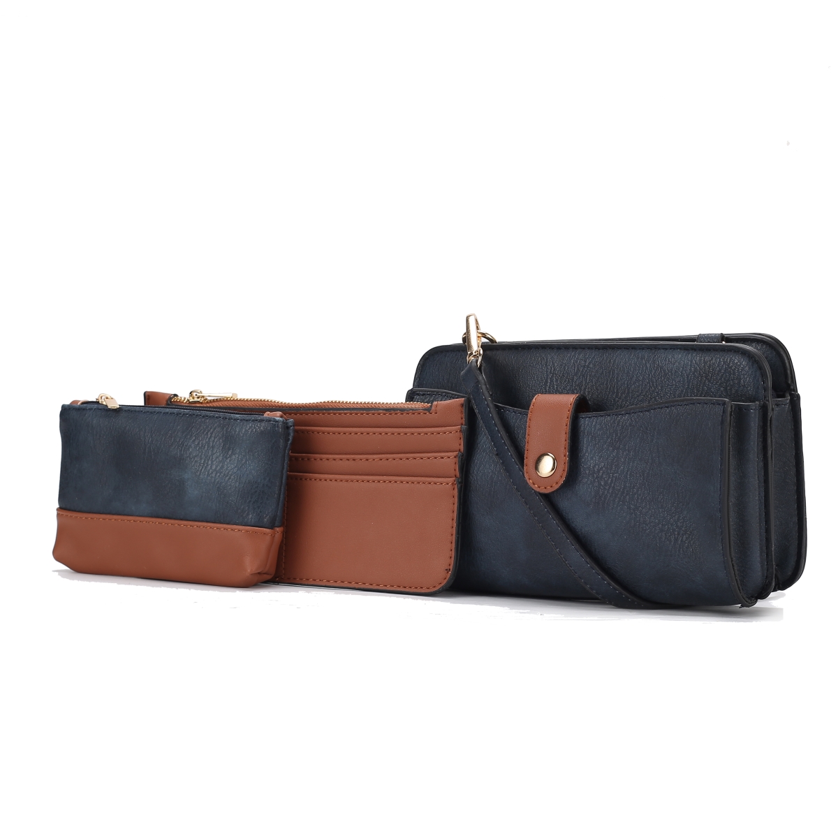 JMR-L292NV Muriel Womens Crossbody Bag Set Vegan Leather with Card Holder & Pouch