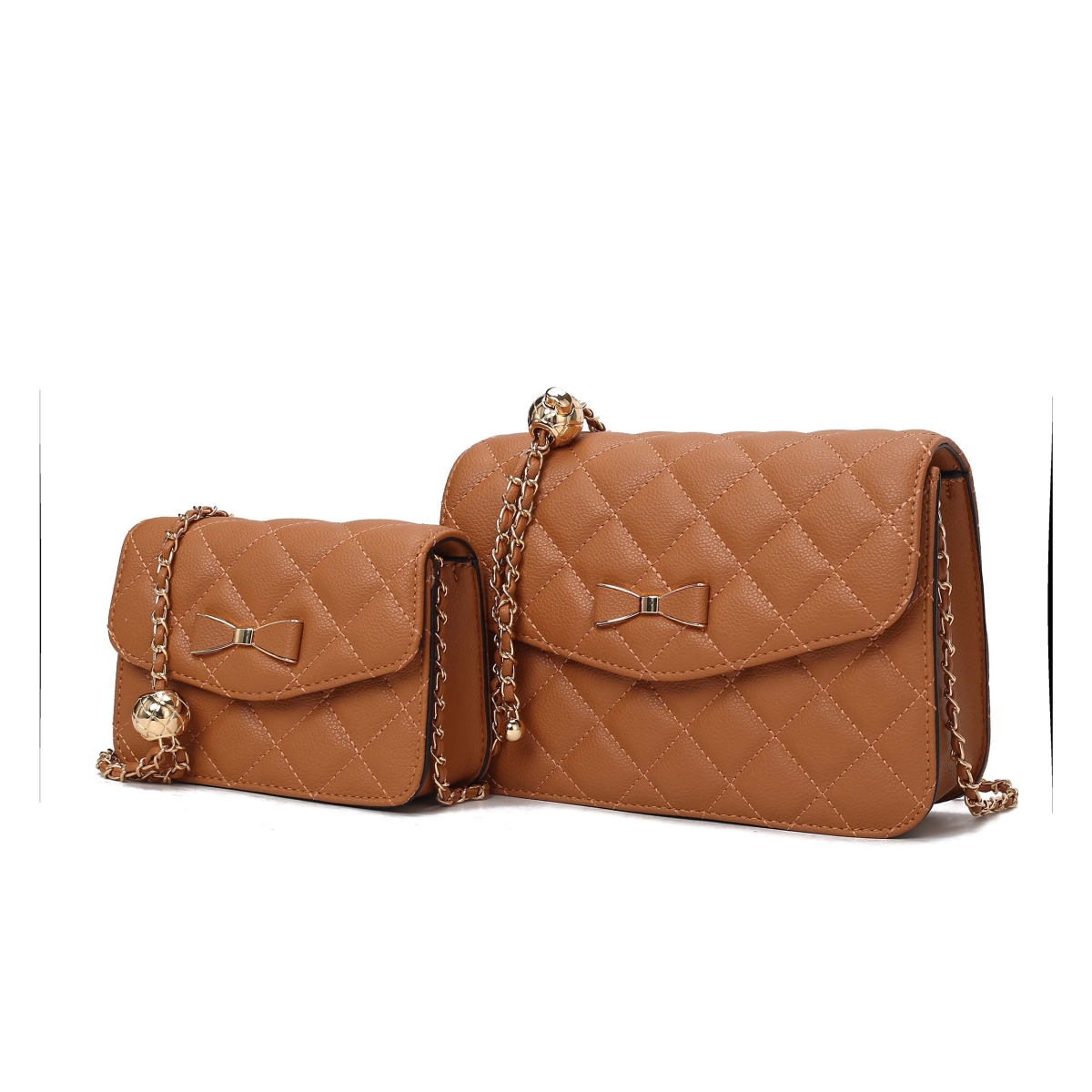 JMR-20101KH Blossom  Womens Crossbody Bag Vegan Leather Quilted 2 Pieces Shoulder Bag Set