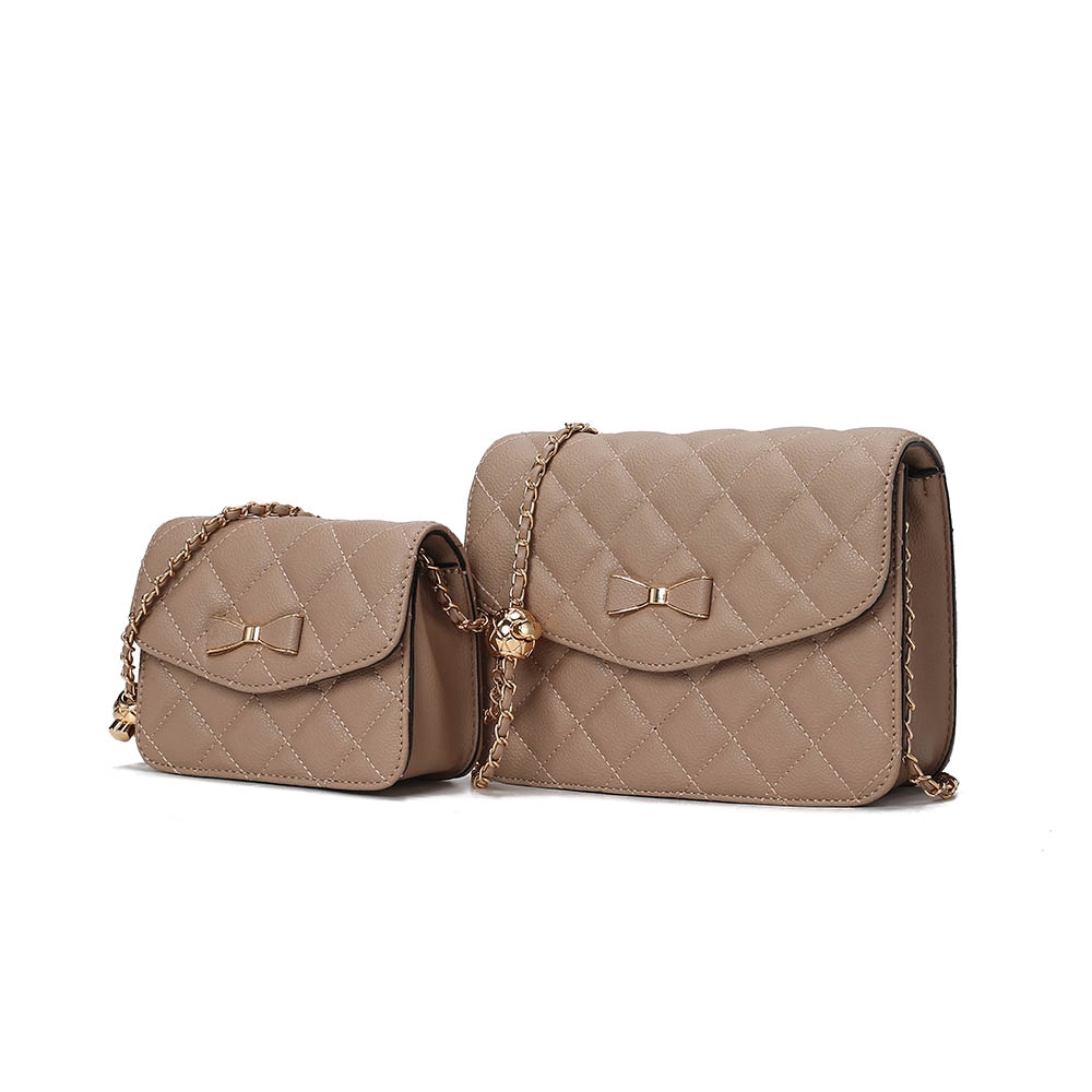 JMR-20101TP Blossom  Womens Crossbody Bag Vegan Leather Quilted 2 Pieces Shoulder Bag Set