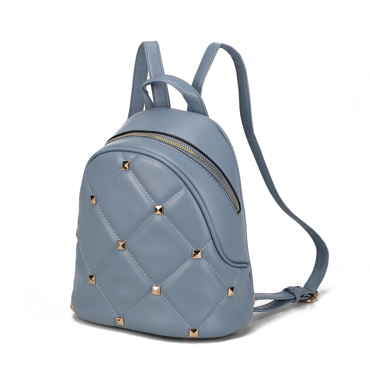 JMR-20251BLU Hayden Womens Backpack Vegan Leather Quilted Daypack