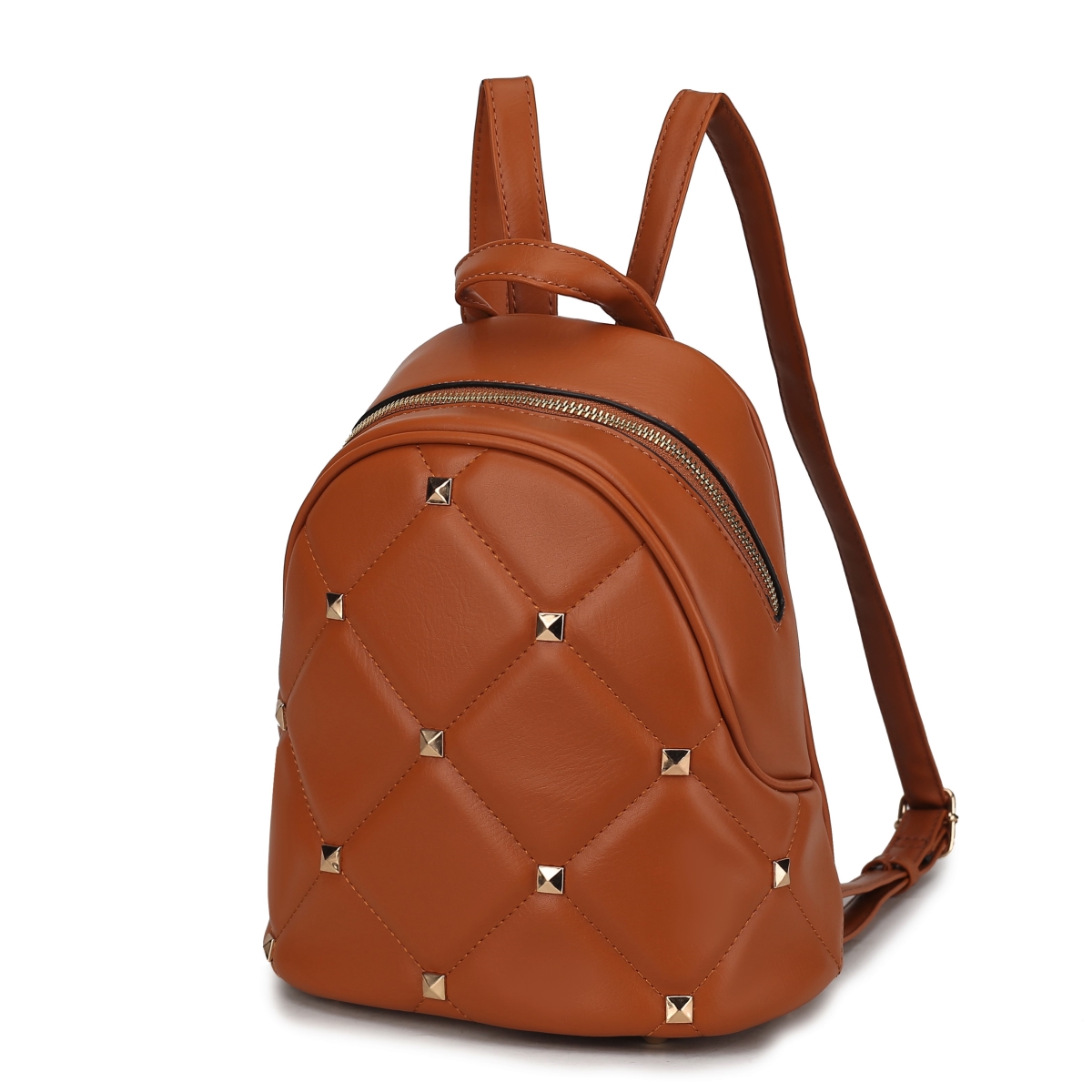 JMR-20251BR Hayden Womens Backpack Vegan Leather Quilted Daypack