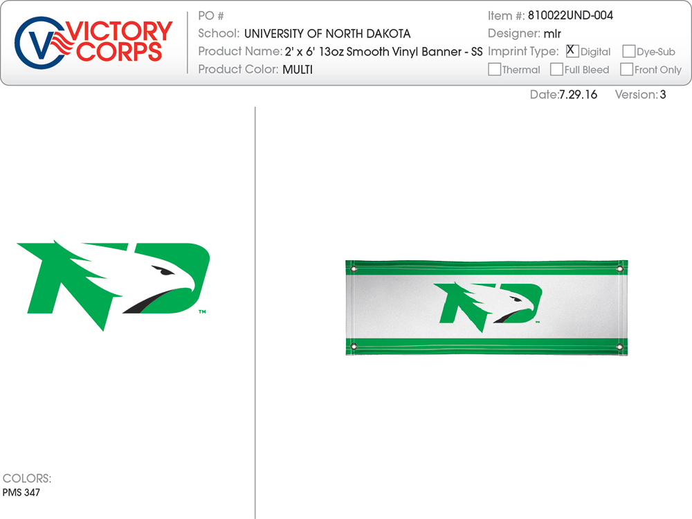 Picture of Victory VIC-810022UND-004-IFS North Dakota Fighting Sioux NCAA Vinyl Banner&#44; 2 x 6 ft.