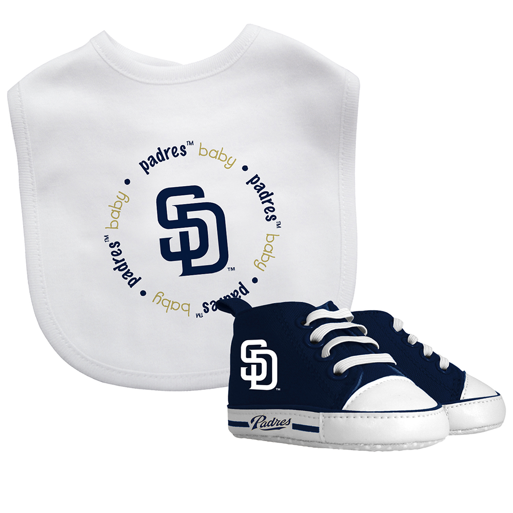 BFA-SDP30002-IFS San Diego Padres MLB Infant Bib & Shoe Gift Set -  Baby Fanatic