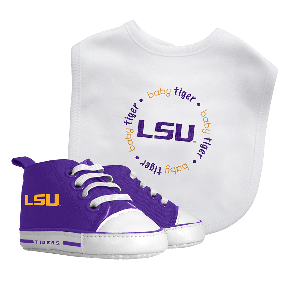 Picture of Baby Fanatic BFA-LSU30002-IFS LSU Tigers NCAA Infant Bib & Shoe Gift Set