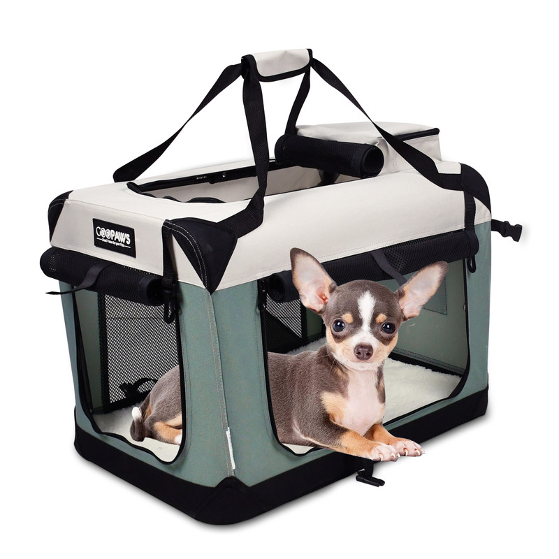Picture of Jespet PSC-24SHG 24 in. Goopaws Soft Dog Crate & 3 Door Soft Sided Folding Kennel&#44; Shale Green