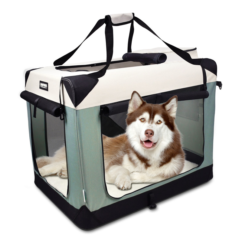 Picture of Jespet PSC-36SHG 36 in. Goopaws Soft Dog Crate & 3 Door Soft Sided Folding Kennel&#44; Shale Green