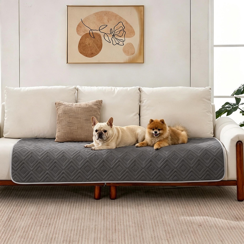 Waterproof Dog Bed Cover, Non-Slip Couch Furniture Protector, Pee Proof Pet Hair Resistant Blanket, Dark Grey, 30' x 70'