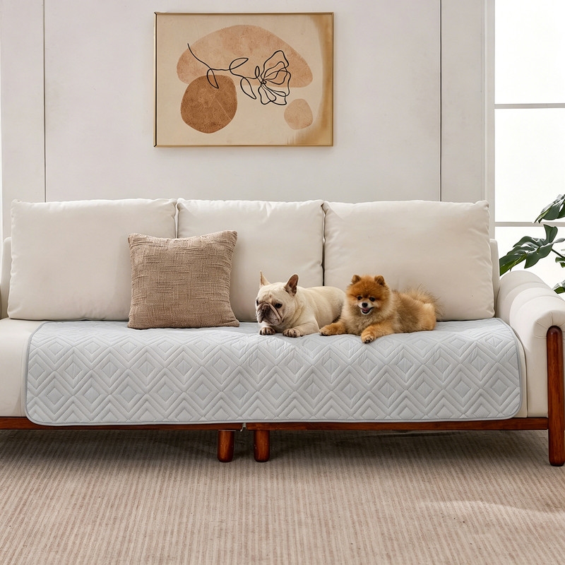 Waterproof Dog Bed Cover, Non-Slip Couch Furniture Protector, Pee Proof Pet Hair Resistant Blanket, Light Grey, 30' x 70'