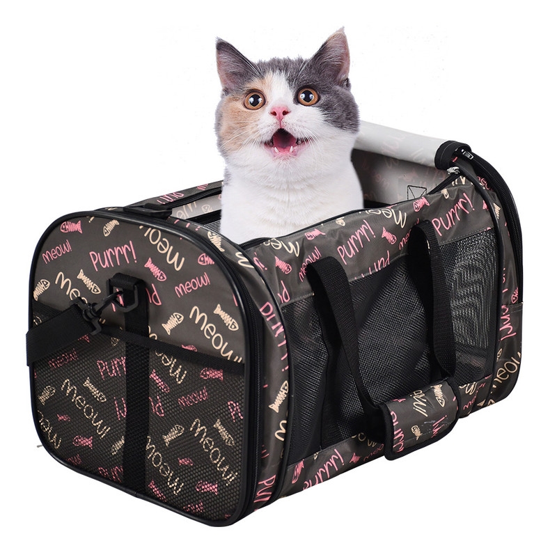 PTC-1911CFP  Soft-Sided Airline-Approved Travel Dog & Cat Carrier, Medium, Coffee Fish Print