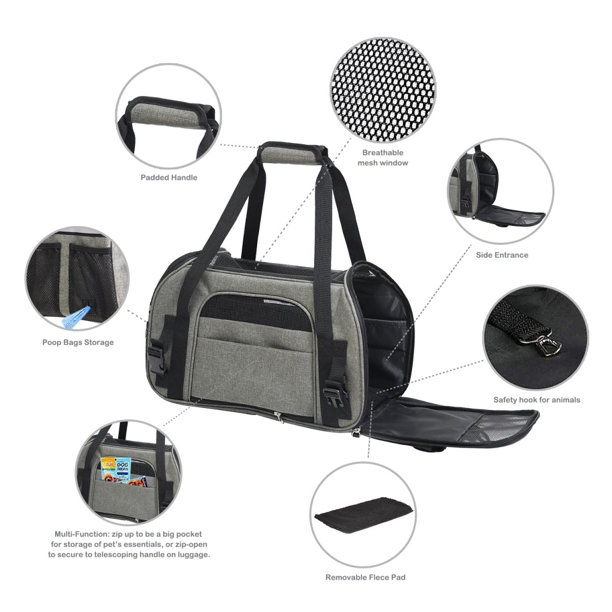 Picture of Jespet PBC-8643SG JESPET Soft-Sided Kennel Pet Carrier for Small Dogs&#44; Cats&#44; Puppy&#44; Airline Approved Cat Carriers Dog Carrier Collapsible&#44; Travel Handbag & Car Seat