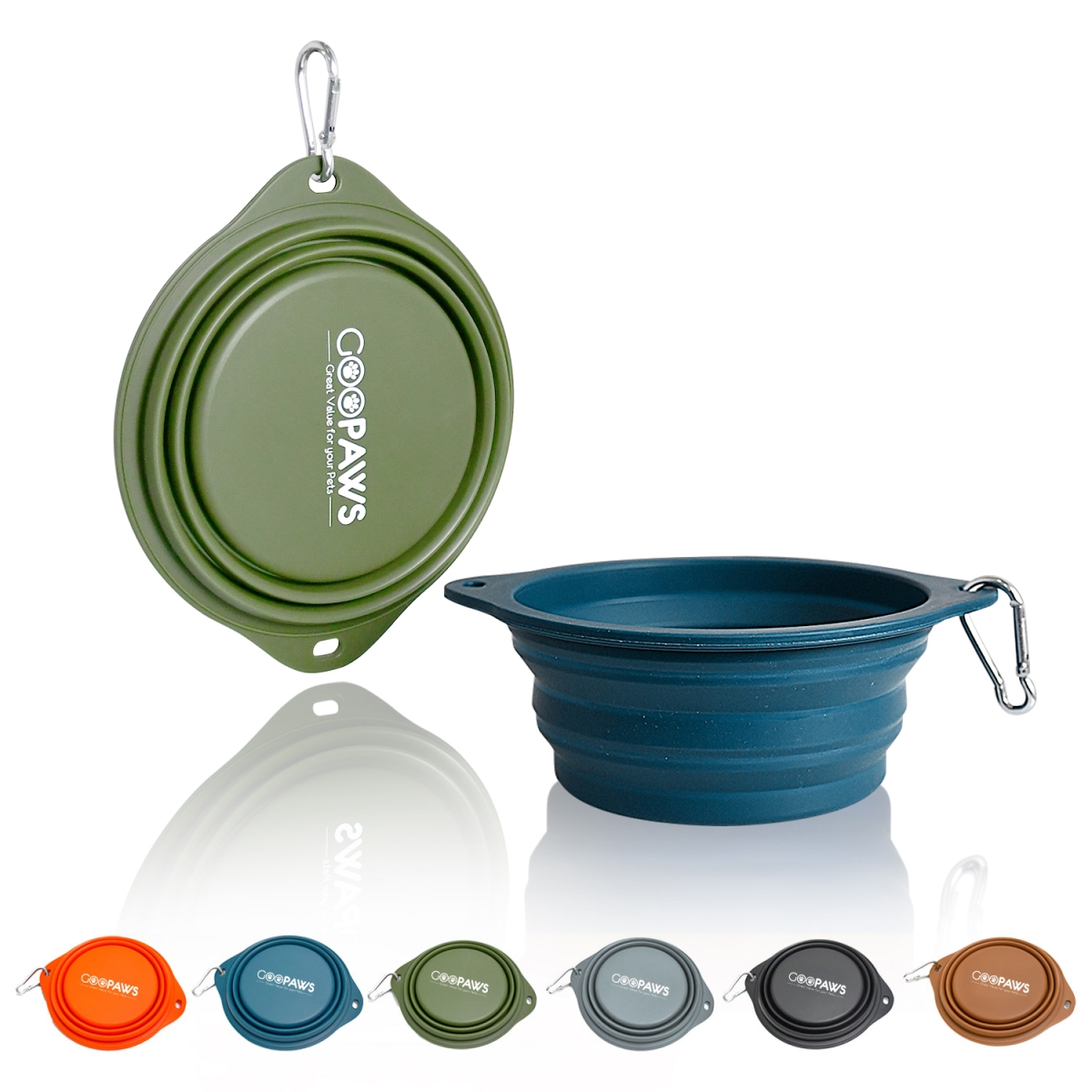 Picture of GOOPAWS GDB-16BLGN GOOPAWS GDB-16BKGR GOOPAWS 2 Pack Silicone Non-Skid Dog and Cat Bowl